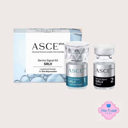 ASCE plus SRLV Derma Signal Kit for exosome skin rejuvenation: the kit box and its two vials